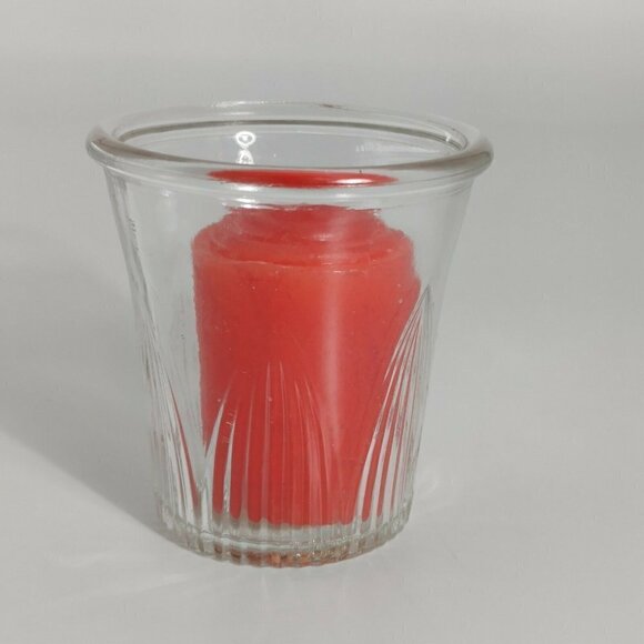 Hallmark Clear Glass Votive Tea Light Candle Holder With Joy Brite Red Candle - Picture 2 of 6